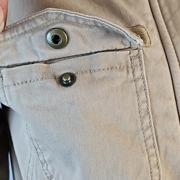 Talbots Stretch Twill Khaki Tan Cinch Waist Zip & Snap Front Field Jacket - Picture 8 of 16